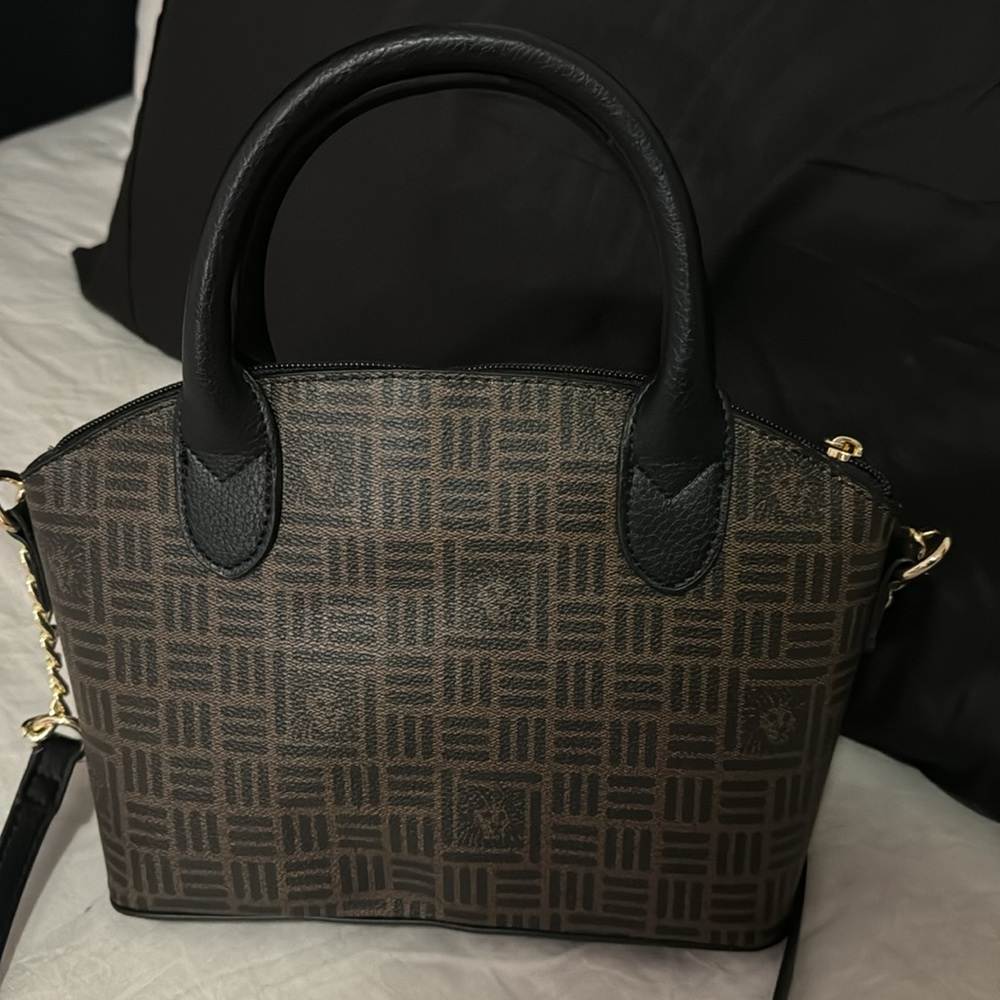 ANNE KLEIN | NWOT Dome Crossbody Satchel | Brown and Black with Lion Print - Picture 4 of 9